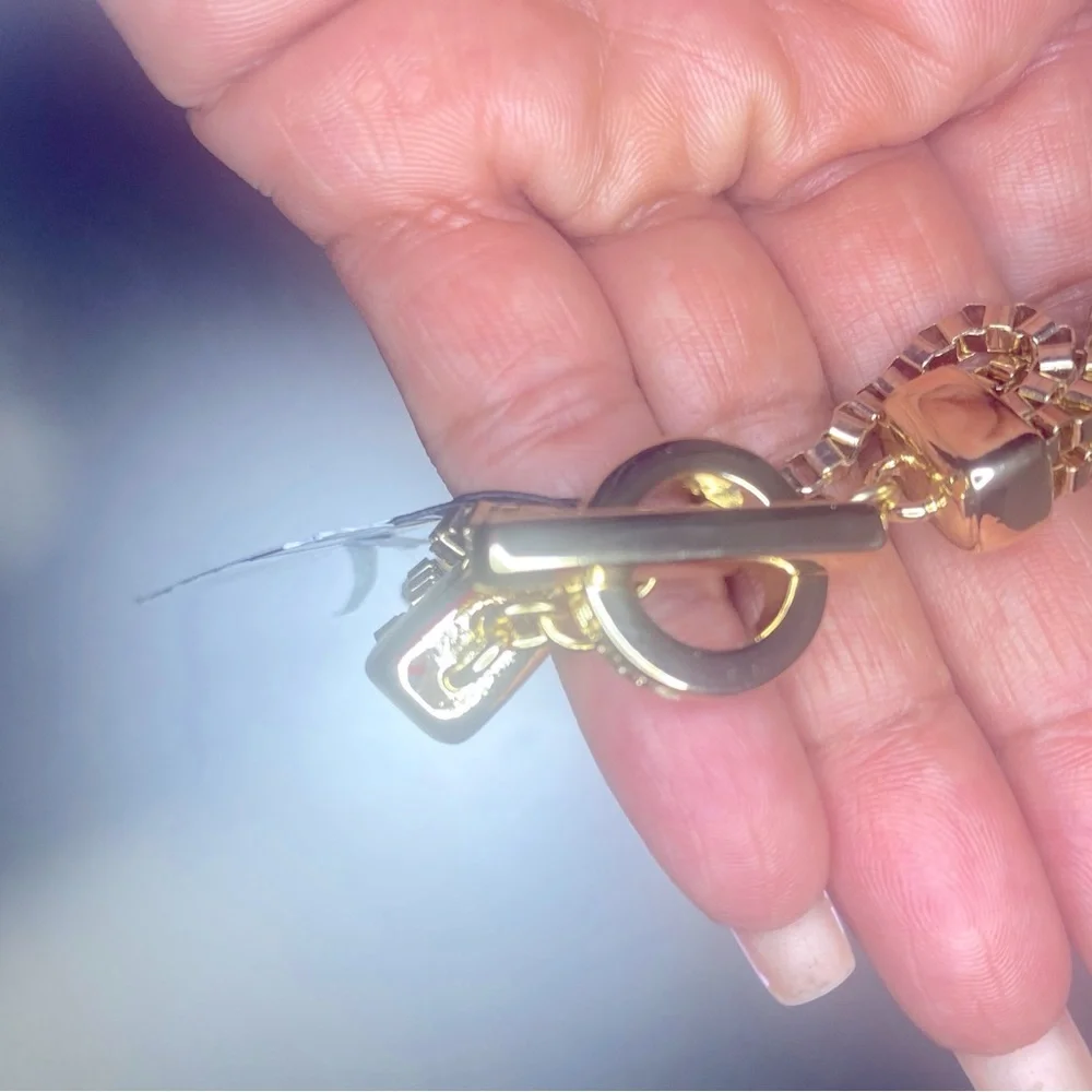 NWT Anne Klein Gold-Tone Multi-Row Chain Toggle Bracelet In Metallic Gold - Picture 3 of 8